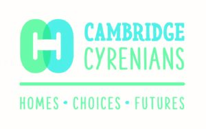 Image shows the Cambridge Cyrenians logo. It says 'Cambridge Cyrenians Homes Choices Futures'